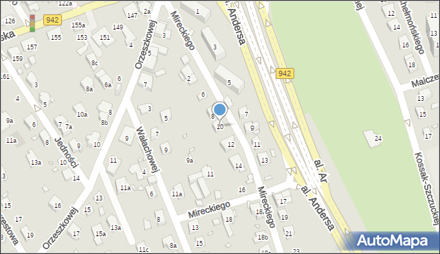 Bielsko-Biała, Mireckiego Józefa, 10, mapa Bielsko-Białej