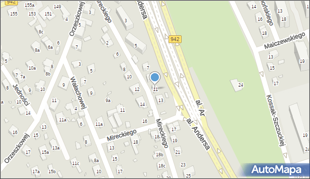 Bielsko-Biała, Mireckiego Józefa, 11, mapa Bielsko-Białej