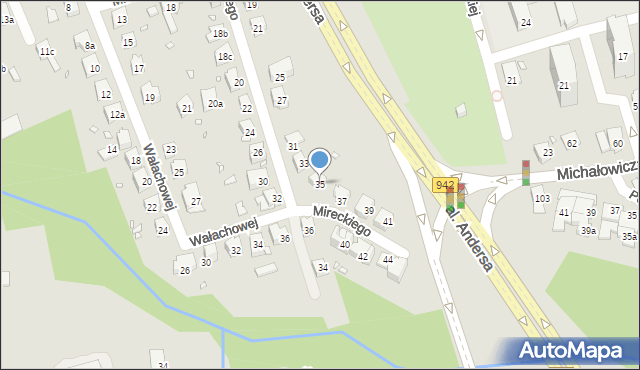 Bielsko-Biała, Mireckiego Józefa, 35, mapa Bielsko-Białej