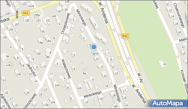 Bielsko-Biała, Mireckiego Józefa, 8, mapa Bielsko-Białej