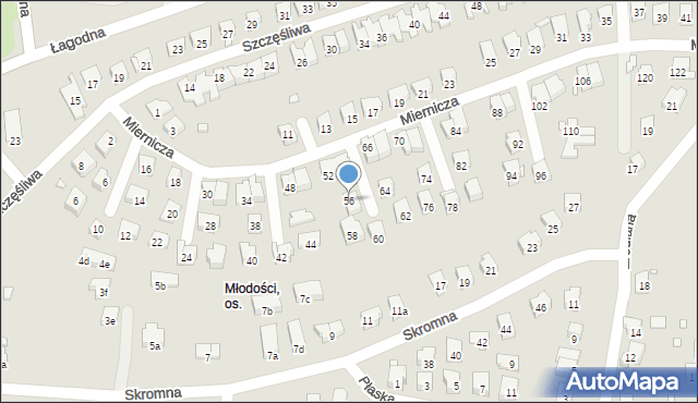 Bielsko-Biała, Miernicza, 56, mapa Bielsko-Białej