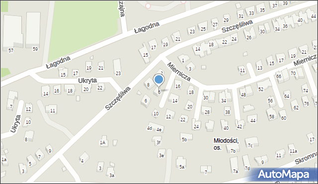 Bielsko-Biała, Miernicza, 6, mapa Bielsko-Białej