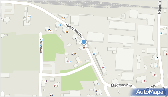 Bielsko-Biała, Międzyrzecka, 23, mapa Bielsko-Białej