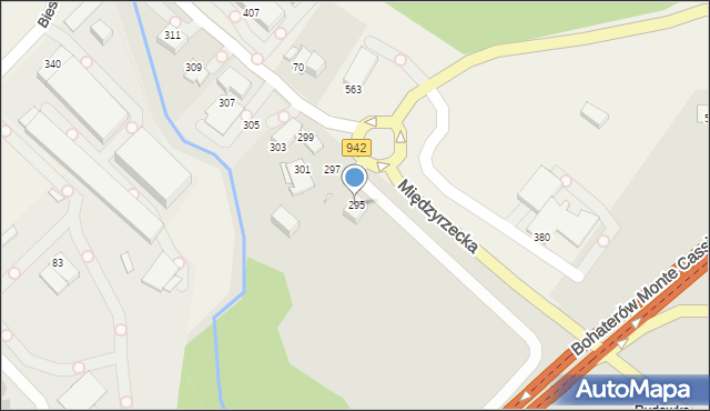 Bielsko-Biała, Międzyrzecka, 295, mapa Bielsko-Białej