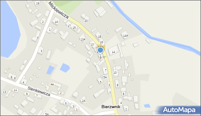 Bierzwnik, Mickiewicza Adama, 9, mapa Bierzwnik