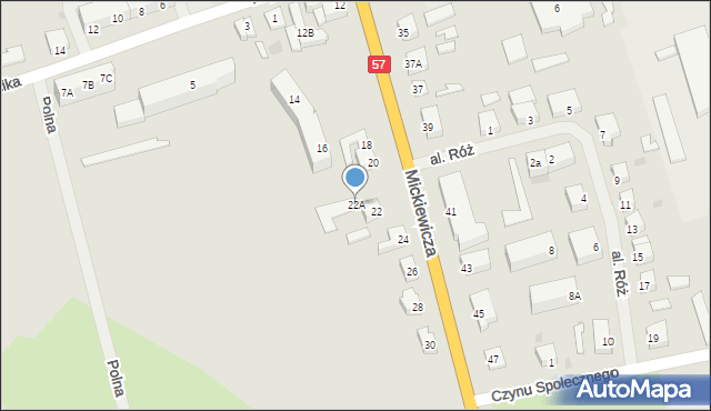 Biskupiec, Mickiewicza Adama, 22A, mapa Biskupiec