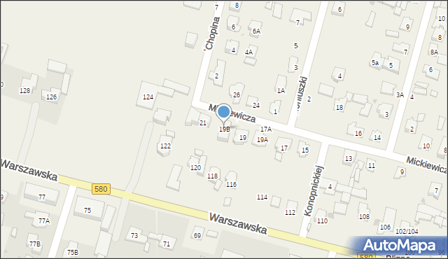 Blizne Jasińskiego, Mickiewicza Adama, 19B, mapa Blizne Jasińskiego