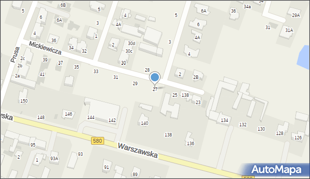 Blizne Jasińskiego, Mickiewicza Adama, 27, mapa Blizne Jasińskiego