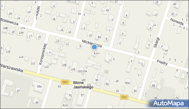 Blizne Jasińskiego, Mickiewicza Adama, 7, mapa Blizne Jasińskiego