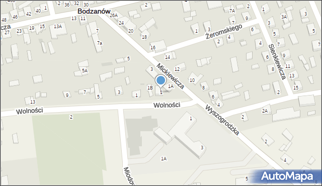 Bodzanów, Mickiewicza Adama, 1, mapa Bodzanów