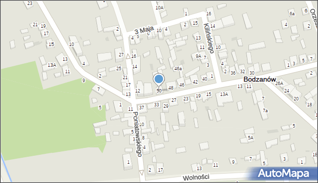 Bodzanów, Mickiewicza Adama, 50, mapa Bodzanów