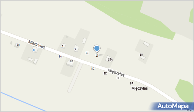 Borowiczki-Pieńki, Międzylas, 13, mapa Borowiczki-Pieńki