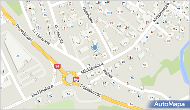 Brzesko, Mickiewicza Adama, 25A, mapa Brzesko