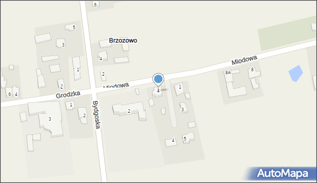 Brzozowo, Miodowa, 4, mapa Brzozowo