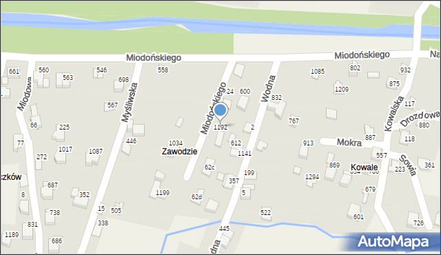 Buczkowice, Miodońskiego Franciszka, 1192, mapa Buczkowice