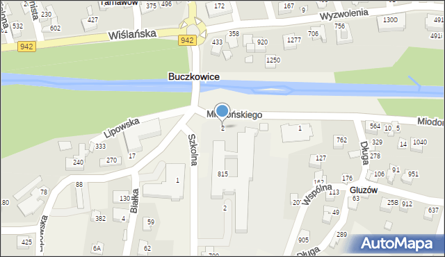 Buczkowice, Miodońskiego Franciszka, 2, mapa Buczkowice