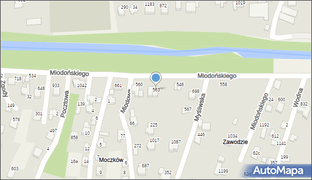 Buczkowice, Miodońskiego Franciszka, 563, mapa Buczkowice