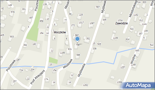 Buczkowice, Miodowa, 738, mapa Buczkowice