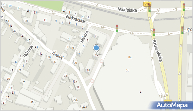 Bydgoszcz, Miedza, 1a, mapa Bydgoszczy