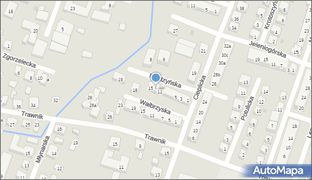 Bydgoszcz, Miedzyńska, 13, mapa Bydgoszczy