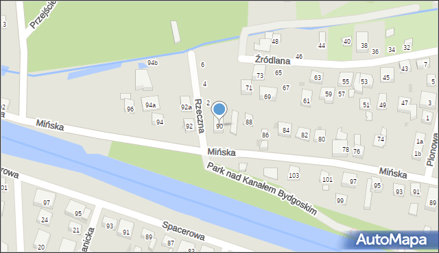 Bydgoszcz, Mińska, 90, mapa Bydgoszczy