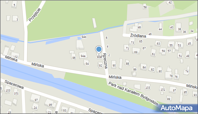 Bydgoszcz, Mińska, 92a, mapa Bydgoszczy