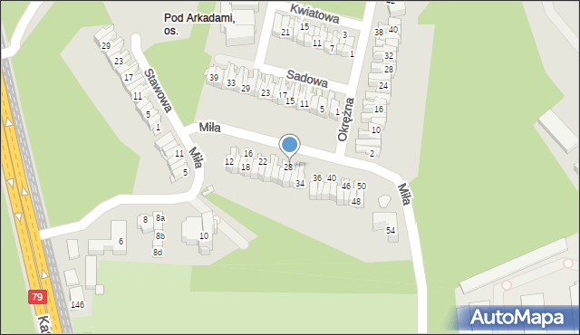 Chorzów, Miła, 30, mapa Chorzów