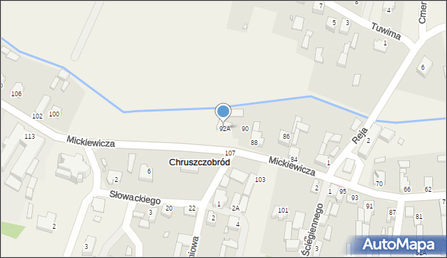 Chruszczobród, Mickiewicza Adama, 92A, mapa Chruszczobród