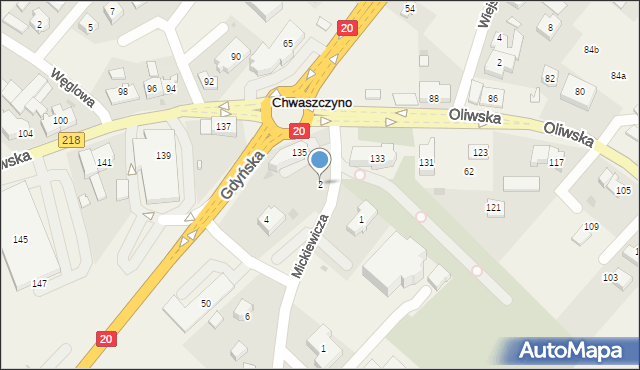 Chwaszczyno, Mickiewicza Adama, 2, mapa Chwaszczyno