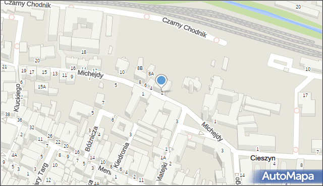 Cieszyn, Michejdy Jana, dr., 2, mapa Cieszyna