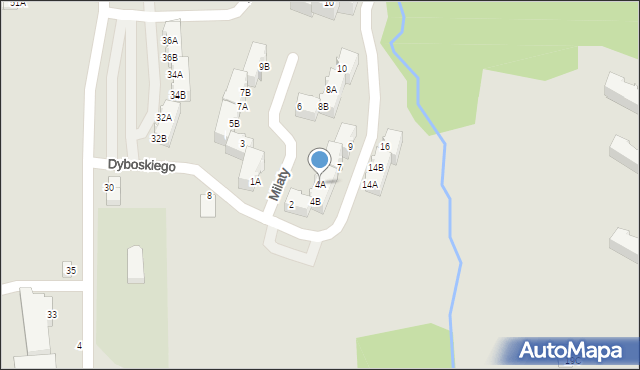 Cieszyn, Milaty Alojzego, 4A, mapa Cieszyna