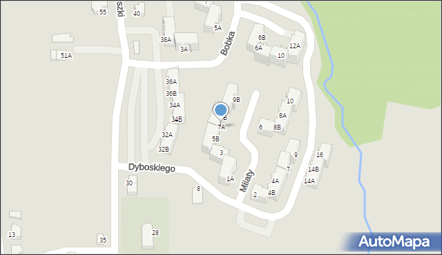 Cieszyn, Milaty Alojzego, 7A, mapa Cieszyna