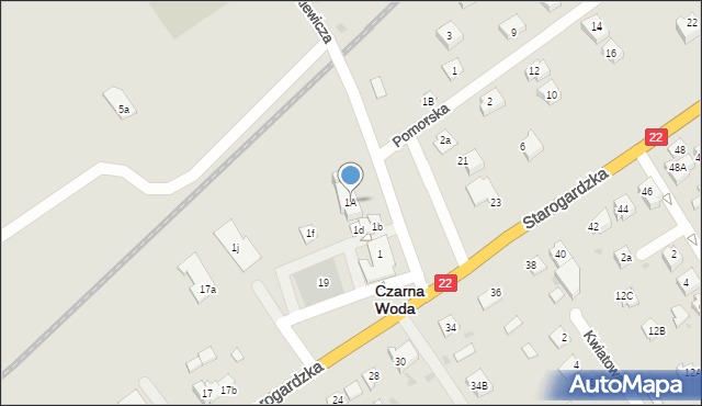 Czarna Woda, Mickiewicza Adama, 1A, mapa Czarna Woda