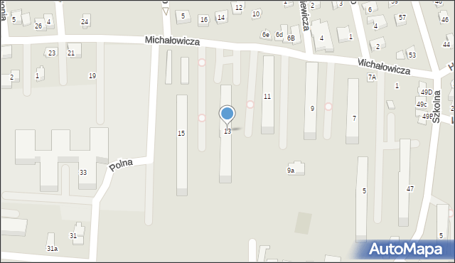 Czechowice-Dziedzice, Michałowicza Mieczysława, 13, mapa Czechowic-Dziedzic