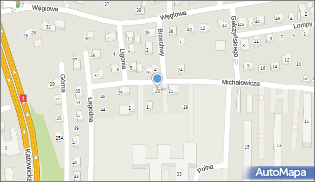 Czechowice-Dziedzice, Michałowicza Mieczysława, 23, mapa Czechowic-Dziedzic