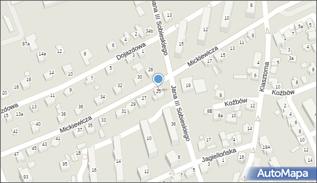 Czechowice-Dziedzice, Mickiewicza Adama, 25, mapa Czechowic-Dziedzic