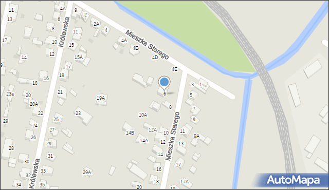 Częstochowa, Mieszka Starego, 6B, mapa Częstochowy