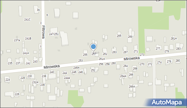 Częstochowa, Mirowska, 257, mapa Częstochowy