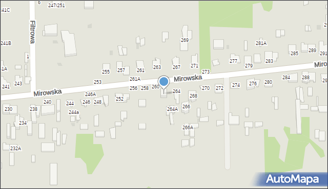 Częstochowa, Mirowska, 262, mapa Częstochowy