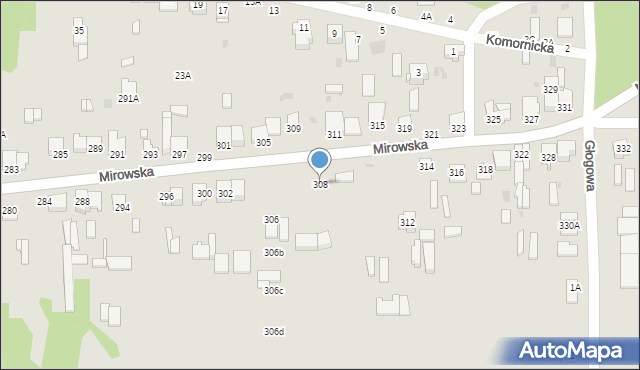 Częstochowa, Mirowska, 308, mapa Częstochowy