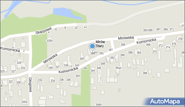 Częstochowa, Mirowska, 349, mapa Częstochowy