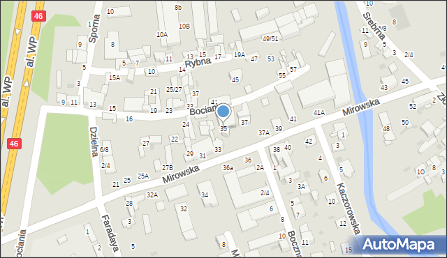 Częstochowa, Mirowska, 35, mapa Częstochowy