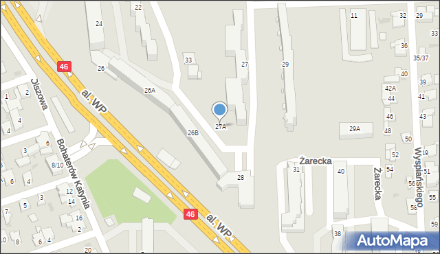 Częstochowa, Mireckiego Józefa, 27A, mapa Częstochowy