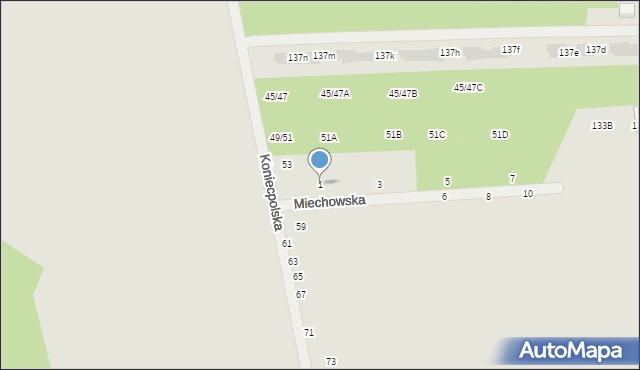 Częstochowa, Miechowska, 1, mapa Częstochowy