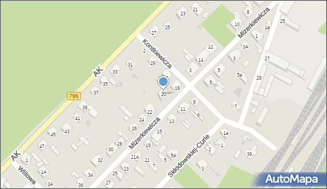 Dąbrowa Górnicza, Mizerkiewicza Jana, 20, mapa Dąbrowa Górnicza