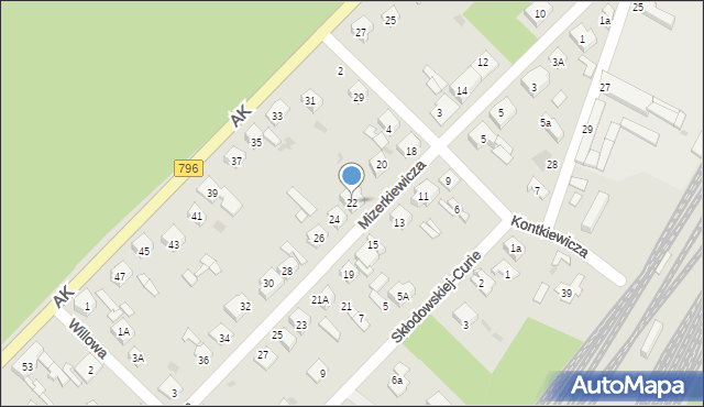 Dąbrowa Górnicza, Mizerkiewicza Jana, 22, mapa Dąbrowa Górnicza