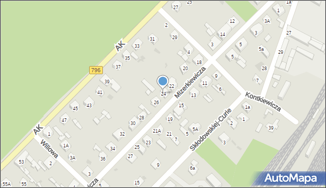 Dąbrowa Górnicza, Mizerkiewicza Jana, 24, mapa Dąbrowa Górnicza