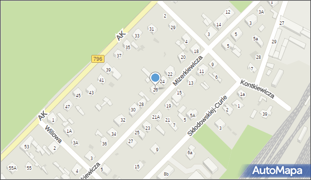 Dąbrowa Górnicza, Mizerkiewicza Jana, 26, mapa Dąbrowa Górnicza