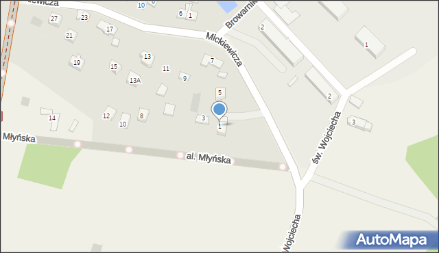 Dankowice, Mickiewicza Adama, 1, mapa Dankowice