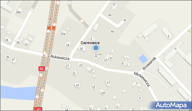 Dankowice, Mickiewicza Adama, 12, mapa Dankowice